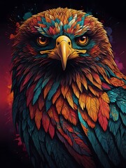 Obraz premium Soaring Power: Bold Anime-Style Eagle with Street Art Vibes