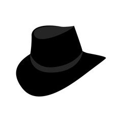 Black Cowboy Hat Silhouette with Classic Western Style for Country, Rodeo, Ranch and Wild West Fashion Themes