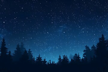 Fototapeta premium Starry night forest silhouette