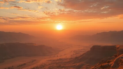 Obraz premium Vast orange sunset panorama, vibrant sun ablaze, weather,nature photography,bright