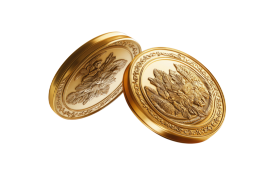 luxurious gold coins on transparent background - Powered by Adobe