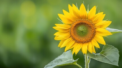 Vibrant sunflower blossom lush green field closeup nature photography bright environment macro view beauty of nature