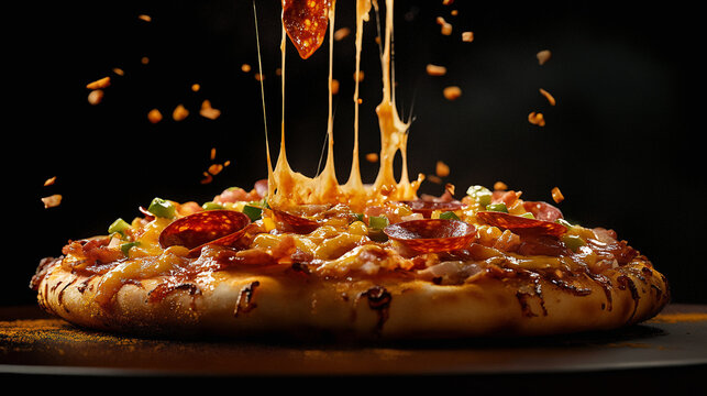 pizza with paperoni topping
