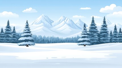 Fototapeta premium Pixelated winter landscape with snow-covered fir trees and majestic mountains perfect for background elements and game environments