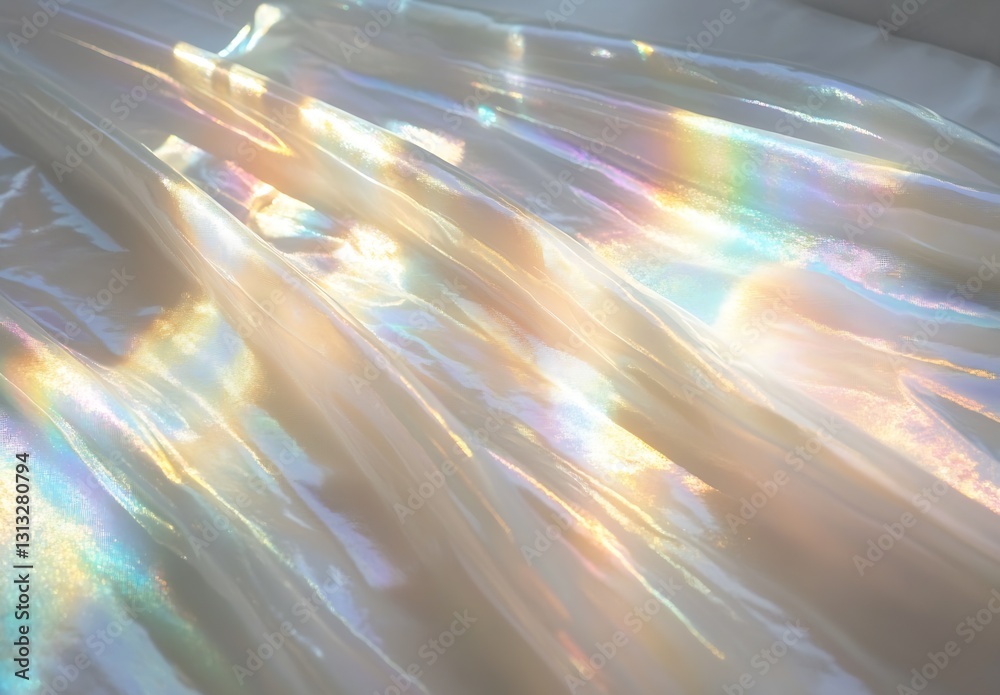 Aufkleber Radiant Holographic Surface with Soft Iridescent Glow Illuminating a Dreamy Atmosphere : Generative AI