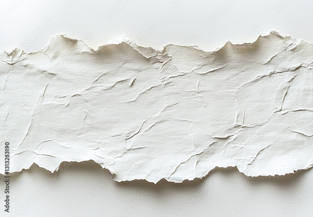 Poster Crumpled and Torn White Paper Sheet Creating a Soft Textural Background Design : Generative AI