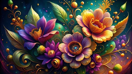 Low Light Watercolor Mardi Gras Flowers: Elegant Card Illustrations