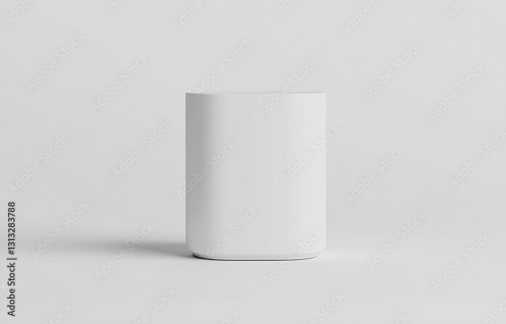 Poster plain white cylinder container set against a soft white backdrop ideal for product photography : gen