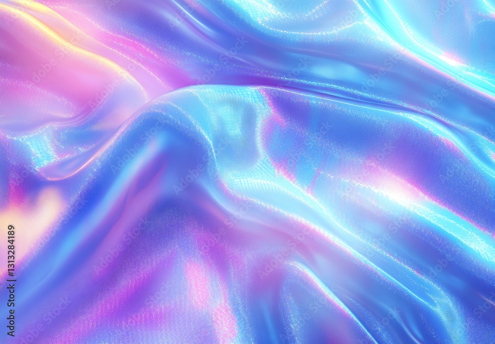 Aufkleber Flowing silky fabric in shades of blue and pink creating a vibrant and dreamy texture : Generative AI