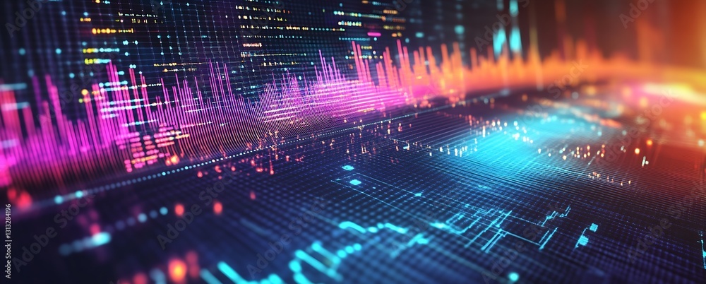 Poster Abstract Digital Sound Wave Representation with Vibrant Colorful Lights : Generative AI