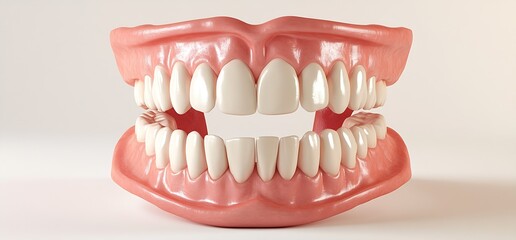 Obraz premium Detailed model of a human jaw with realistic teeth showcasing dental health for educational purposes : Generative AI