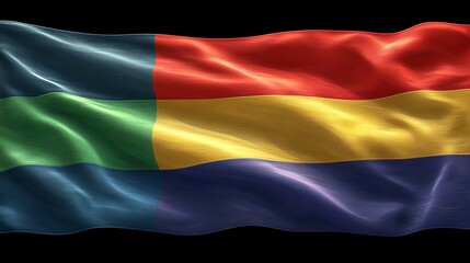 Naklejka premium Waving colorful flag, vibrant display, national symbol, potential use education, travel, or political graphics