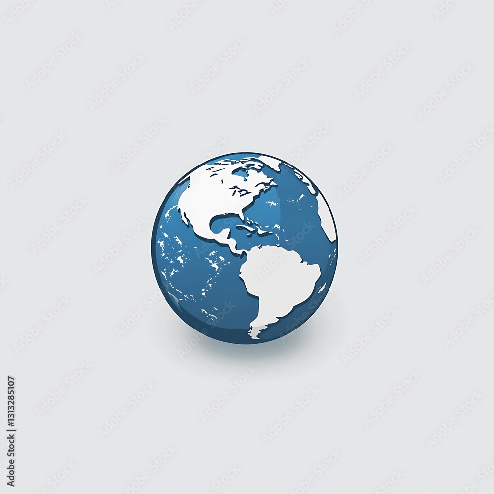 Aufkleber stylized illustration of a globe with the americas visible in blue colors emphasizing global themes 