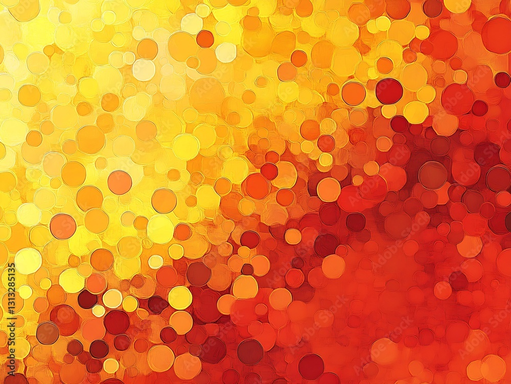 Poster Vivid abstract background with colorful circular bokeh effect in warm shades of red and yellow : Generative AI