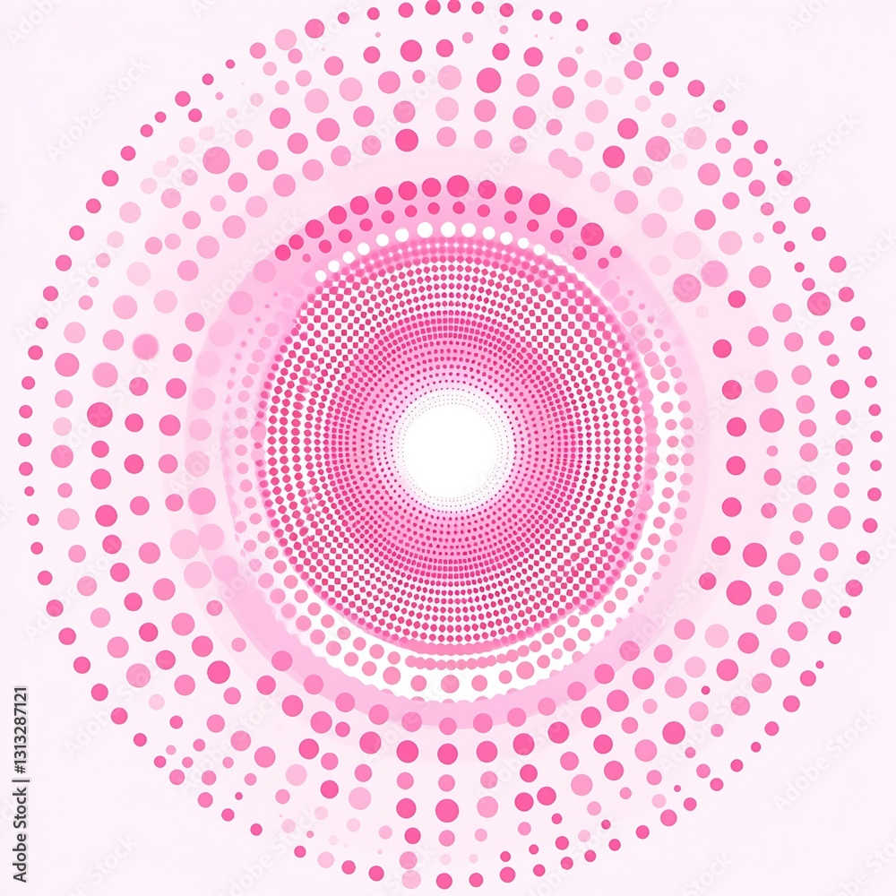 Poster Abstract pink dotted spiral design radiating from center creating a modern and stylish background for various uses : Generative AI