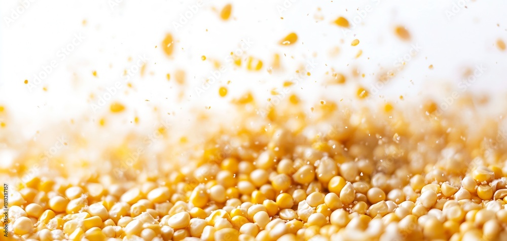 Aufkleber Golden Corn Kernels Exploding with Dynamic Energy Captured in High Definition for Food Imagery : Generative AI