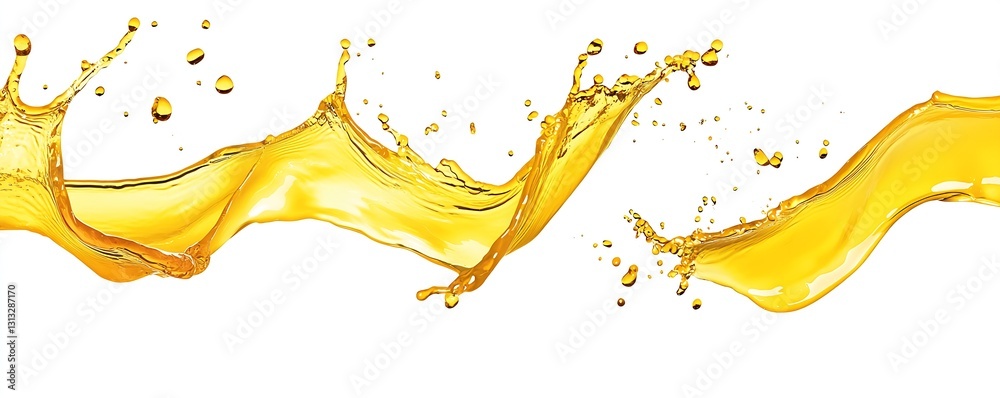 Fototapete dynamic splash of yellow liquid creating a wave pattern against a white background showcasing fluid 