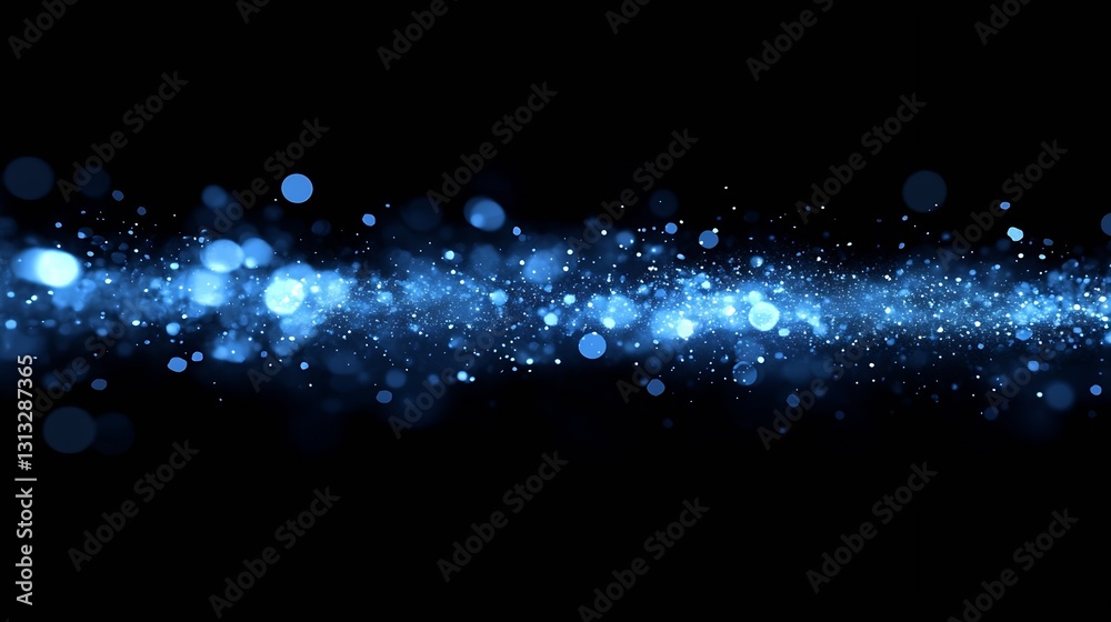 Fototapete Stunning blue bokeh lights creating an abstract mystical atmosphere on a dark background : Generative AI