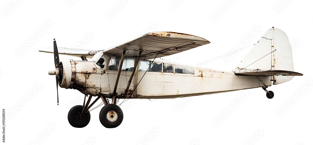 Aufkleber vintage propeller aircraft in flight against a white background : generative ai