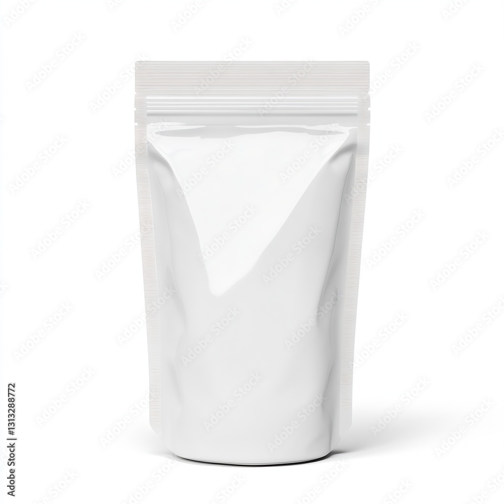Poster Glossy white pouch package design perfect for a range of modern product types : Generative AI