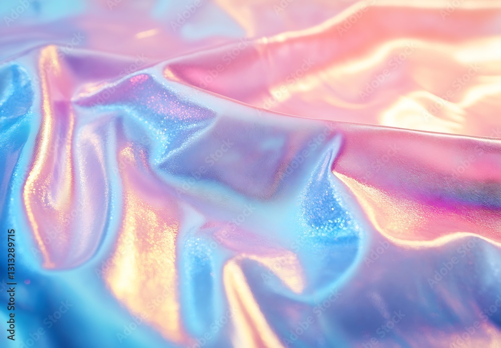 Poster elegant closeup of shimmering satin fabric in pastel colors with reflective surfaces creating a drea