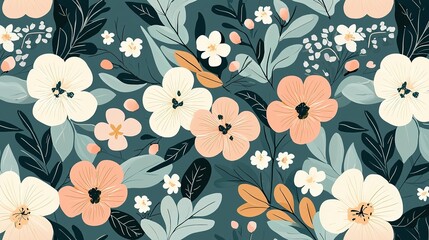 Floral delight seamless summer background digital art pastel colors nature aesthetic viewpoint