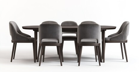 Fototapeta premium Elegant dining table setup with stylish upholstered chairs in a modern indoor environment : Generative AI