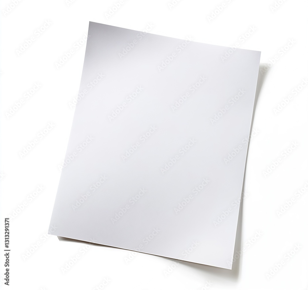 Poster Clean and crisp white sheet of paper isolated on a plain background perfect for printing or drawing purposes : Generative AI