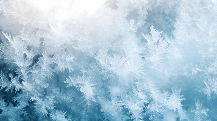 Ice and frost background with frozen crystal patterns forming a winter wonderland scene