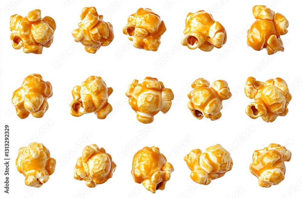 Aufkleber Delicious collection of caramel popcorn with a glossy finish captured in a bright setting : Generative AI