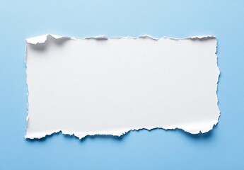 Fototapeta premium Blank white paper torn on edges with soft blue background for creative design : Generative AI