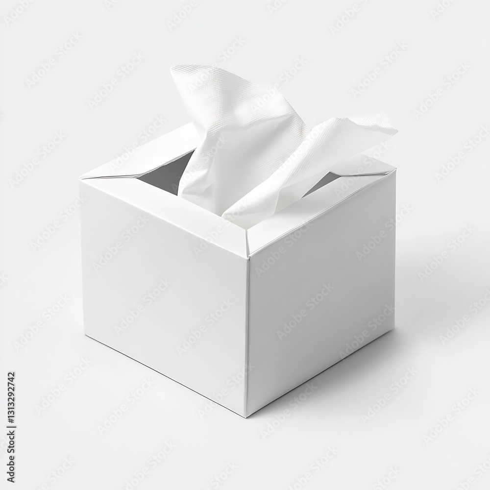 Aufkleber Elegantly Presented Square Tissue Box with Tissues Sticking Out for Convenient Use : Generative AI