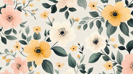 Vibrant summer floral background with pastel colors nature digital artwork soft ambiance aesthetic viewpoint