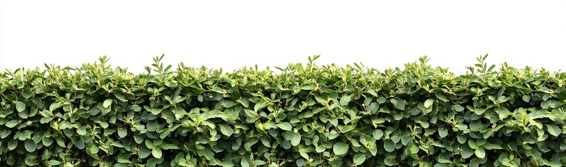 Fototapeta premium Lush green hedge growing evenly against a clean white background for landscaping : Generative AI