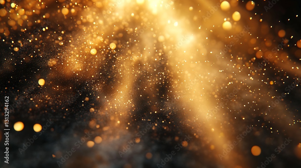 Poster Amazing Background of Golden Light with Sparkling Dust and Shimmering Effects : Generative AI