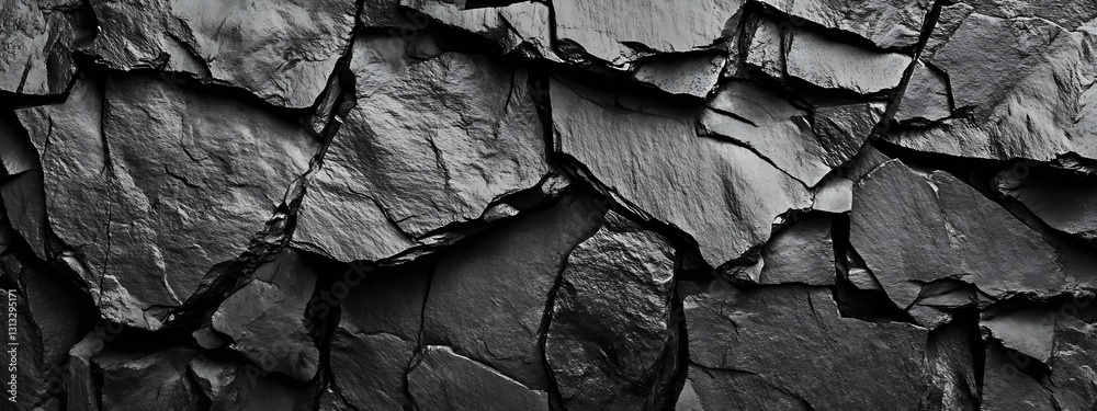 Poster dramatic close up of dark rock surface with intricate textures showcasing depth and natural beauty f