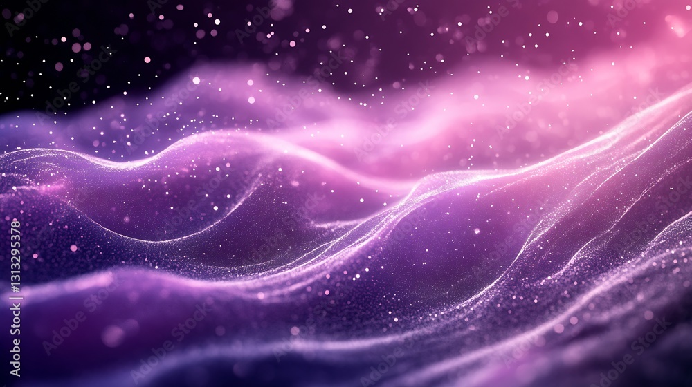 Leinwandbilder magical waves of shimmering particles in soft purple and pink hues creating an ethereal and dreamlik
