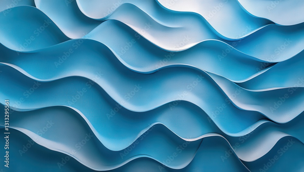 Poster abstract blue wave pattern with curved surfaces representing flowing water and smooth texture ideal 