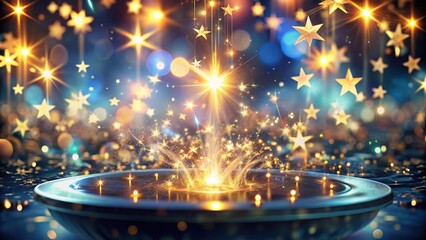 Obraz premium Magical Twinkling Star Fountain Green Screen - Bokeh Effect Stock Photo