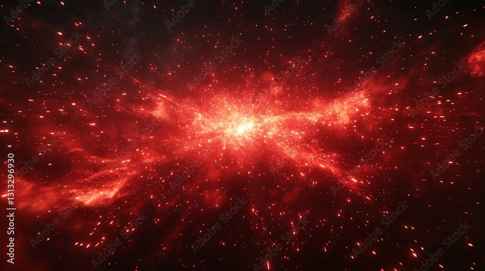 Aufkleber stunning red cosmic explosion captured in deep space with bright stars and dynamic nebulae : generat