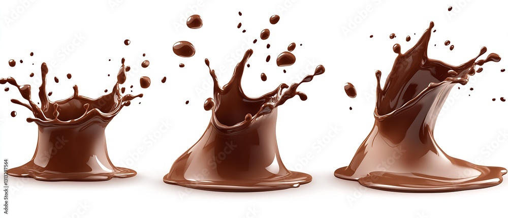 Poster Rich and thick chocolate splashes captured in stunning detail for appetizing visuals : Generative AI
