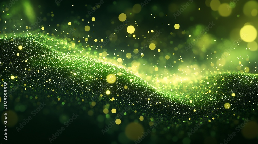 Aufkleber vibrant green glittering particles create a mesmerizing abstract background for creative designs : g