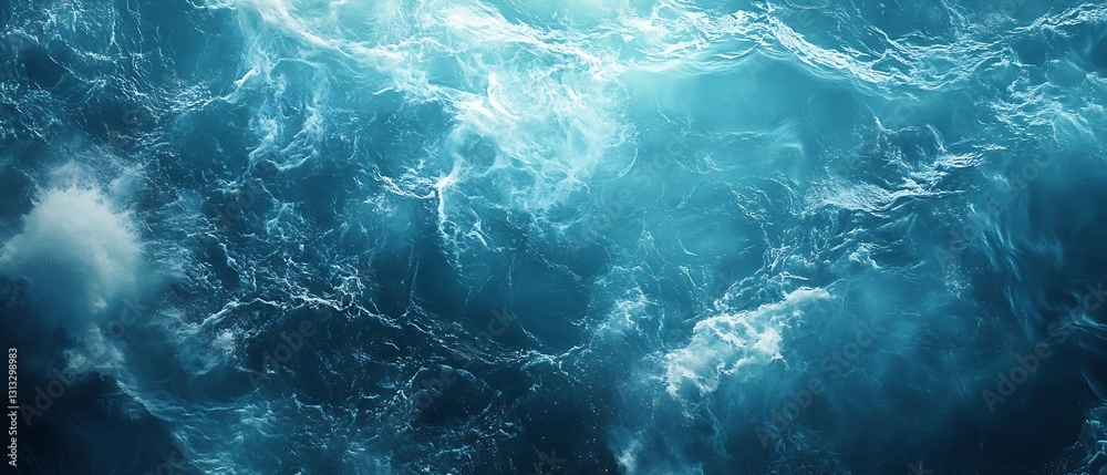 Poster dramatic ocean waves crashing against each other creating a tumultuous seascape full of energy : gen