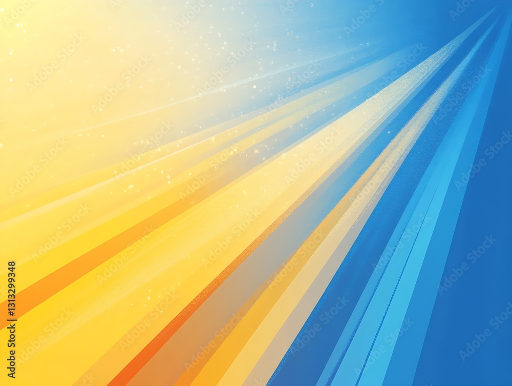 Poster Dynamic lines of yellow and blue merging to create a stunning abstract art piece : Generative AI