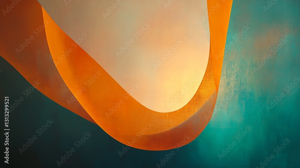 Leinwandbilder Abstract art featuring flowing orange and teal shapes creating a dynamic visual experience : Generative AI