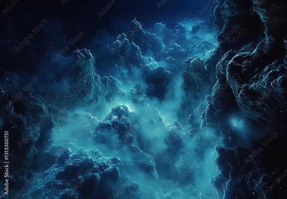 Aufkleber majestic cosmic view of swirling clouds and stars in the vastness of space : generative ai