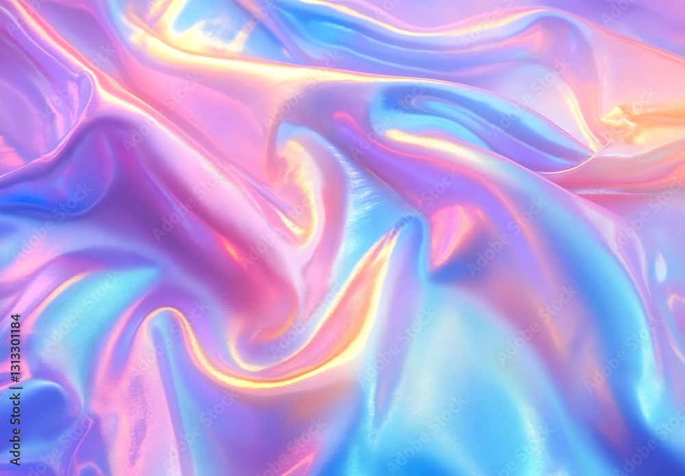 Poster shimmering silky texture of folded fabric captured in beautiful pastel colors reflecting light : gen