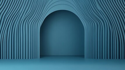 Obraz premium Serene Teal Archway: A 3D Rendered Abstract Interior AI Generated