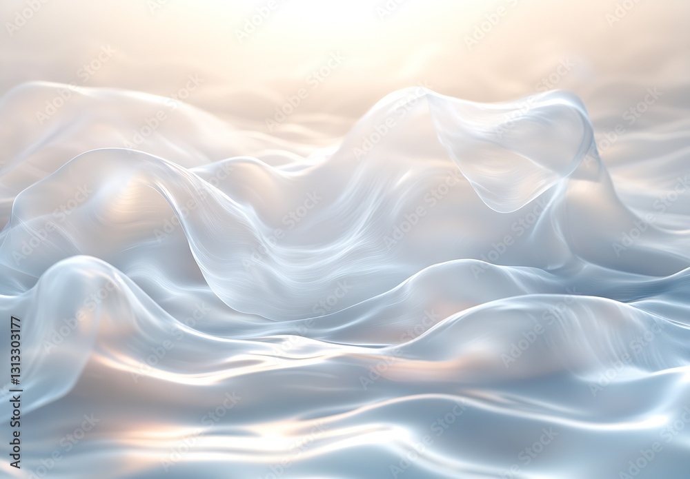 Leinwandbilder soft ethereal waves of light creating a calming and dreamlike scene in pastel tones : generative ai