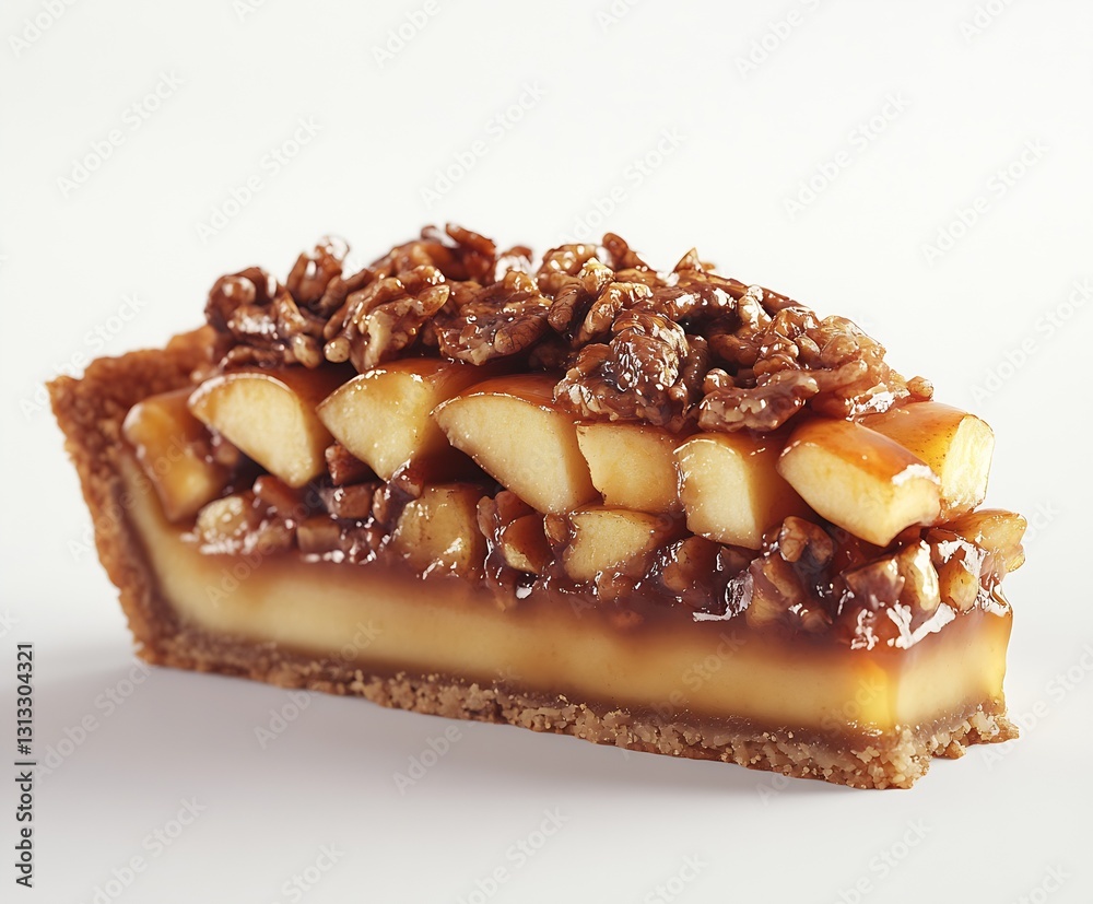 Poster Irresistible apple pie slice featuring a crunchy topping with caramelized apples and a rich filling : Generative AI